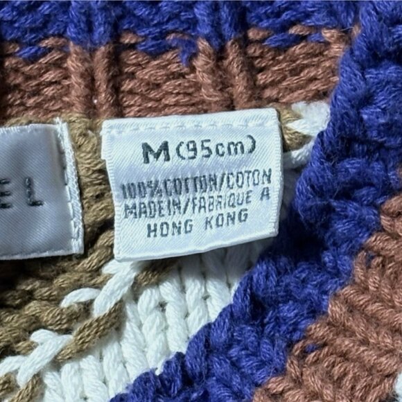 VTG Henry Grethel Sweater M Aztec Crew Neck Boxy Cotton Biggie Grandpa Oversized - Picture 4 of 9